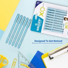 Hauser XO 0.7mm Ball Pen Blister Pack | Sleek Body 1 Count (Pack of 10), Blue