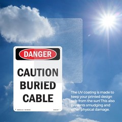 Caution Buried Cable OSHA Danger Sign Metal, Plastic, Or Decal – 5 or 10 Pack