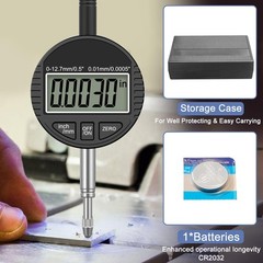 HDLNKAK Electronic Digital Dial Indicator Gauge 012.7mm/0.5” Inch/Metric Conv…