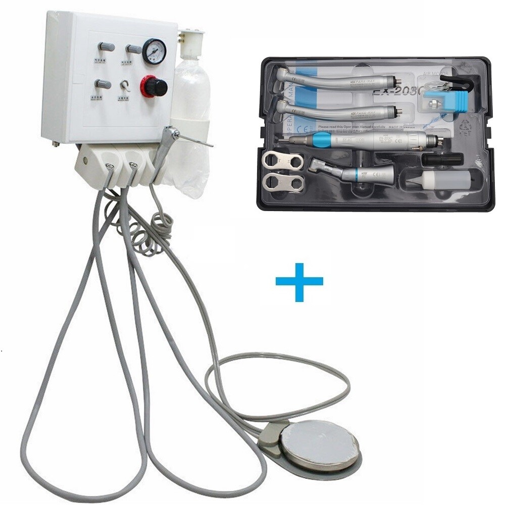 Wall Mount Dental Portable Air Control Turbine Unit Iwth Handpieces Set 4Hole US