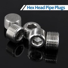 3/8″ NPT Male Plug, 304 Stainless Steel Internal Hex Thread Pipe Plug Socket Kit