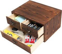 Rustic Dark Brown Wood Office Storage Cabinet/Jewelry Organizer w/ 3 Drawers