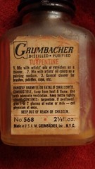 Vintage grumbacher Vintage Grumbacher Distilled Purified Turpentine Bottle