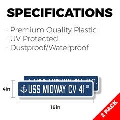 USS MIDWAY CV 41 Street Sign (2 Pack) us navy ship veteran sailor gift