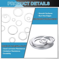 50 Pcs Aluminum Flat Washer, 14 x 18 x 1.5mm Seal Gaskets Flat Ring, Silver