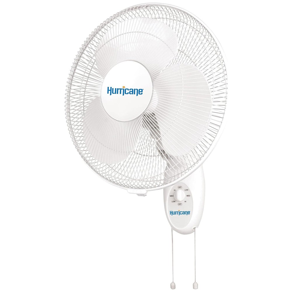 Hurricane 16″ 90 Degree Oscillating 3 Speed Wall Mounted Fan, White (Open Box)