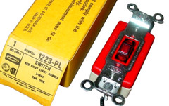 Hubbell 1223-PL 3-Way Red Pilot Light Handle 20A 120V Toggle Switch Vtg. USA NOS