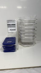 Carlisle 1/9 Size 4” Food Pan Lot 6 Clear 30687 w/ 6 SmartLid 30568 Covers
