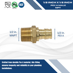 10 PC 1/2″ PEX A X 1/2″ MALE NPT PEX EXPANSION ADAPTER F1960