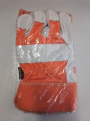 Firm Grip 65032 Suede Double Leather Palm Gloves Orange Gray Large, PACK OF 3