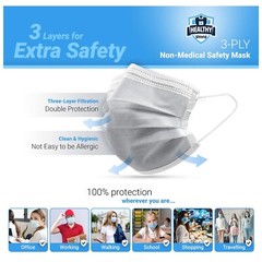 50 PCS Face Mask Non Medical Surgical Disposable 3-Ply Ear loop Mouth Cover-Gray