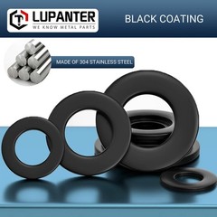 Corrosion Resistant 1/4″ Washers – 50 Pack Black Flat Washers in Stainless Steel