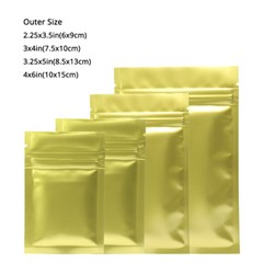 Multi-Size Both Sided Glossy Gold Foil Mylar Flat Zip lock Bag Wholesale G03