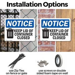 (2 Pack) Keep Lid Of Container Closed OSHA Notice Sign Decal Metal Plastic