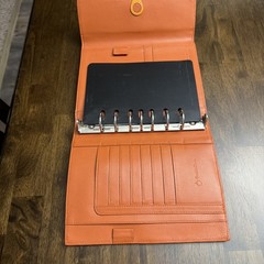 Franklin Covey Planner 7-Ring Orange Leather Classic Magnetic Snap Organizer