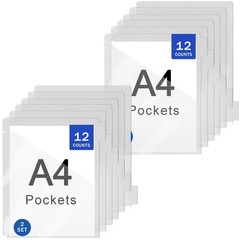 Clear Binder Dividers Pockets 12 PCS A4 Transparent Tabs Plastic Insertable