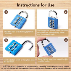1Pcs 10-Digit Combination Padlock Push Button Lock for Locker Gym, Case, Drawer,