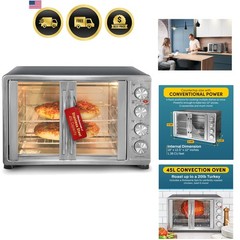 Convection Oven French Door Toaster Oven 18 Slice Rotisserie 45L Stainless Steel