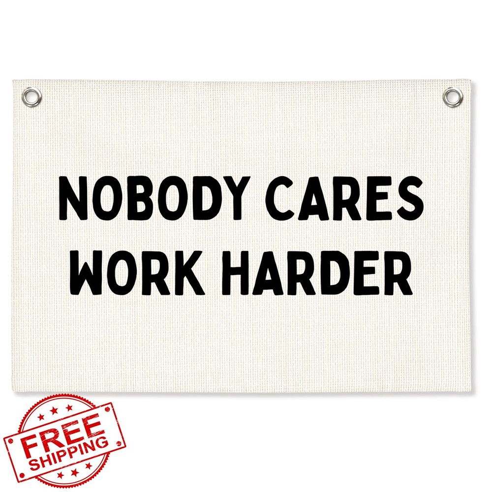 STHTTSW Work Harder Linen Banner Off-White