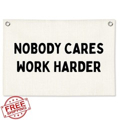STHTTSW Work Harder Linen Banner Off-White
