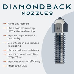Diamondback Nozzles – Original K1, K1 Max, and CR-M4 Compatible – 0.25mm