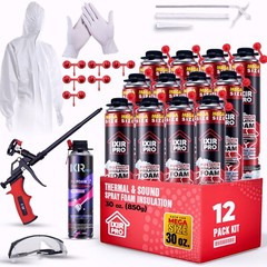 Mega Size Spray Foam Insulation Kit (12 PK Kit-30oz) Expanding Foam Sealant