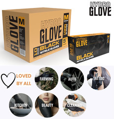 HydroGlove 6 MIL Black Nitrile Exam Gloves | Case of 1000 | Medical & Food Grade