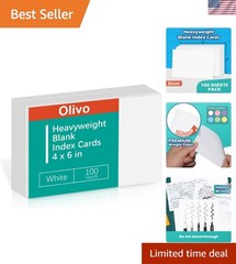 Blank Index Cards 4×6 Unlined Unruled Flash Note Cards 4″ x 6″, White, 100 Co…