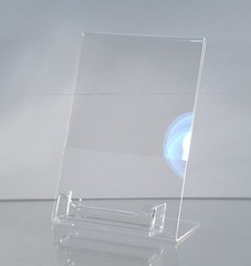10 Acrylic 5″ x 7″ Slanted Picture Frame Holders with Business Card Holder