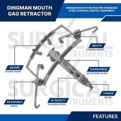DINGMAN Mouth Gag with Blades Surgical Dental Instruments Stainless German Grade