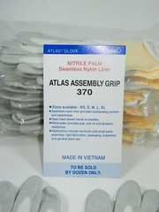 ATLAS 370 SHOWA WORK GLOVES NITRILE RUBBER PALMS – 12 PAIR – SMALL / WHITE