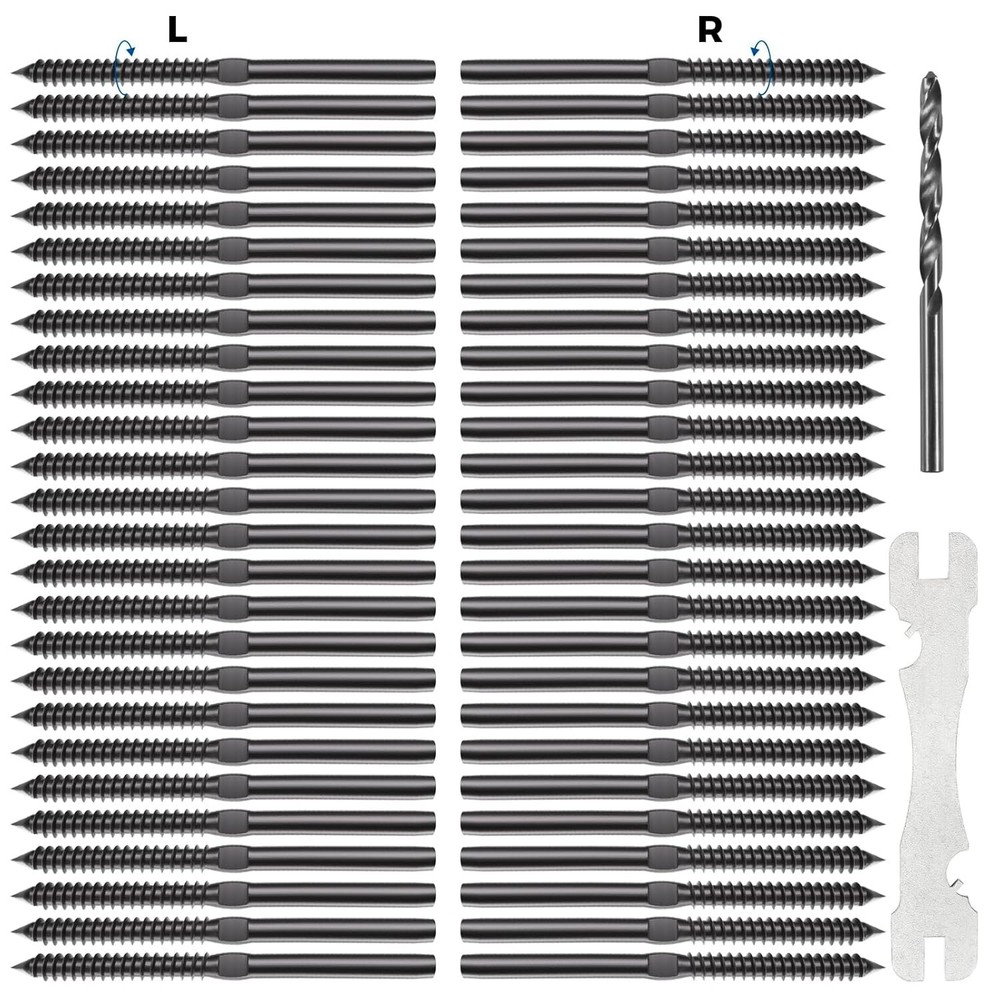 50 Kuahome 3/16″ Black Swage Lag Screws Left & Right Cable Railing Hardware Kit