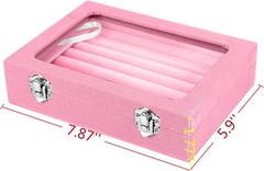 EONGOA Jewelry Box Rings Organizer Tray 7.87 x 5.90 x 1.77 inches, Light Pink