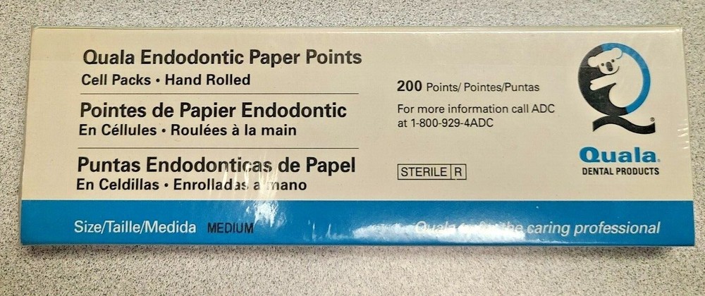 Quala Dental Absorbent Paper Points CELL PACK 200/pk Choose -Medium