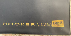 Vtg Vinyl PVC Slide Zip Close Paper Document Pouch Blue “Hooker Chemical Corp.”