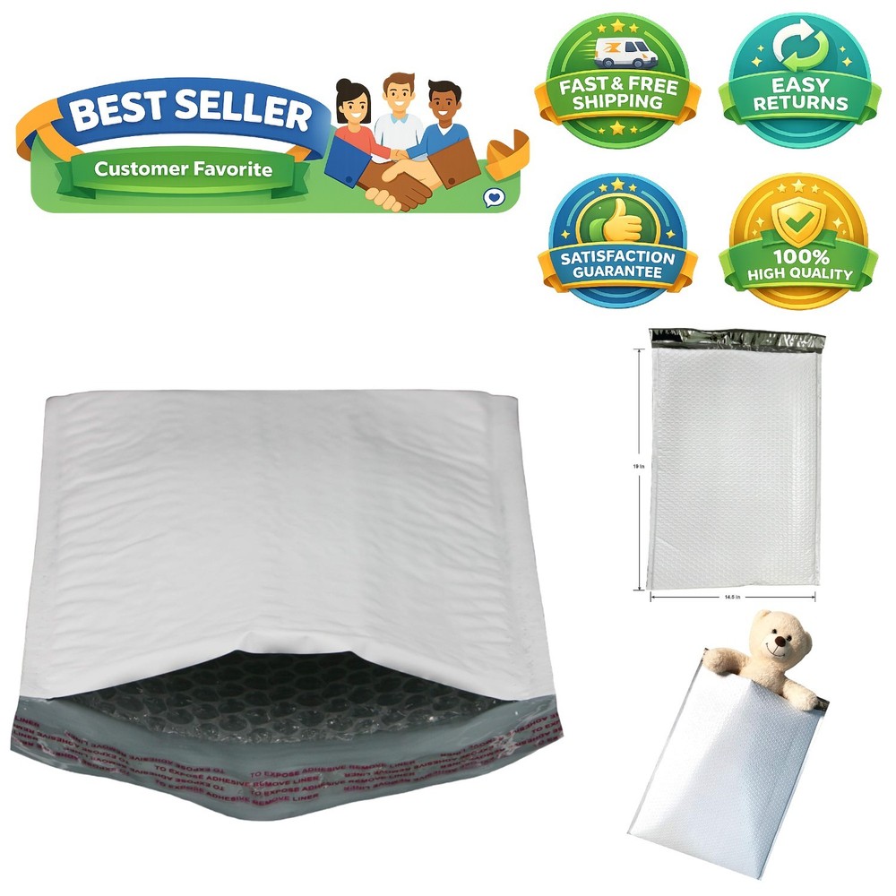 15 Pcs 14.5×19 Inch Padded Envelopes – Tear & Water Resistant Bubble Mailers