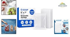 1000 Clear Reclosable Zip Bags 5×7 Inch for Organization and Storage Needs