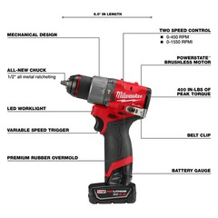 Milwaukee 3497-22IN M12 FUEL 12V 3 Tool Drill/Driver/Tire Inflator Combo Kit