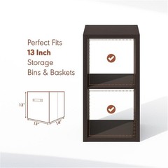 Pemberly Row 2-Cube Media Storage Organizer in Black Dark Oak