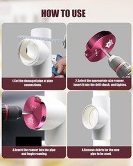 9 Pcs PVC Pipe Reamer Kit, 0.5+0.75+1+1.25+1.5+2+2.5+3+4 Inch, Pink