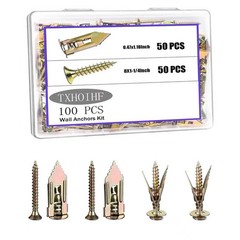 Self Drilling Drywall Anchors with Screws Kit 100Pcs- 50 MDZT-100PCS, silver