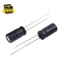 220Uf 25V 6 * 12Mm 20Pcs Electrolytic Capacitor 220 Uf MFD 25 Volt 0.24 * 0.47In