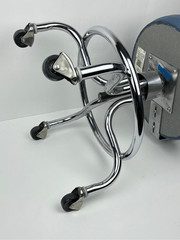 Vintage IE Industries Rolling Medical Chair Stool Chrome Blue Upholstery USA
