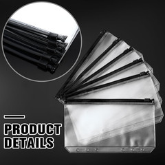 50 Pieces Plastic Envelopes with Zipper Clear Pencil Case Bulk File Bag Bill ..
