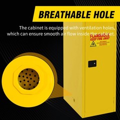 16 Gal Fireproof Flammable Cabinet, Industrial Storage with Leak Sump & Vents