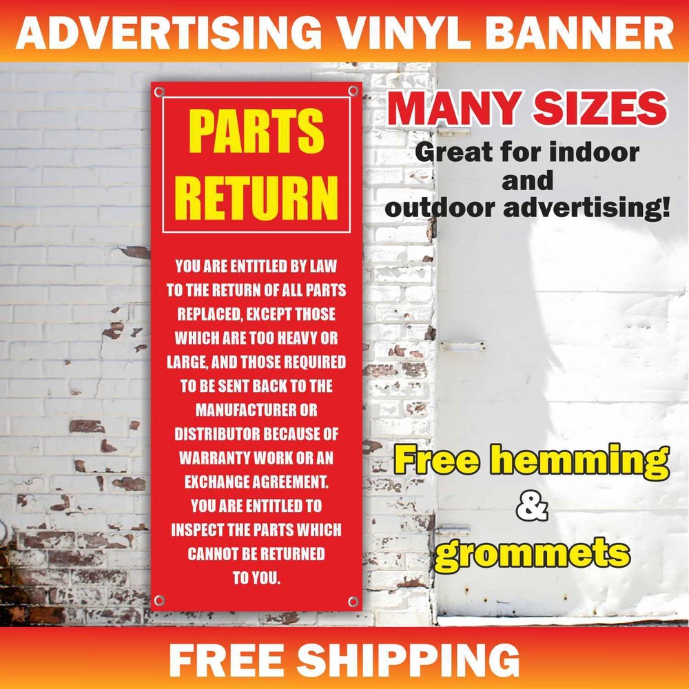 Michigan Consumer Information Auto Parts Return Banner Sign Poster Auto Shop
