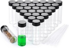 100pcs 30ml Glass Vials w/ Caps Clear Sample Vials Lab vials Liquid Small Vials