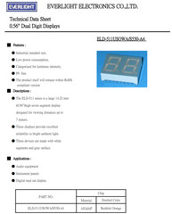 ELD-511USOWA EVERLIGHT 7 Segment 2-Digit LED Display 0.56″ Reddish Orange 18-DIP