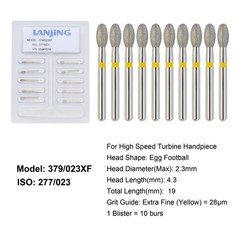 Dental Diamond Burs Football Bur FG Fine Coarse High Speed Friction Grip 368 379