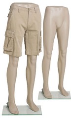 Male Plastic Mannequin Leg Form 46″ High Base Flesh Tone Man Legs Pants Shorts